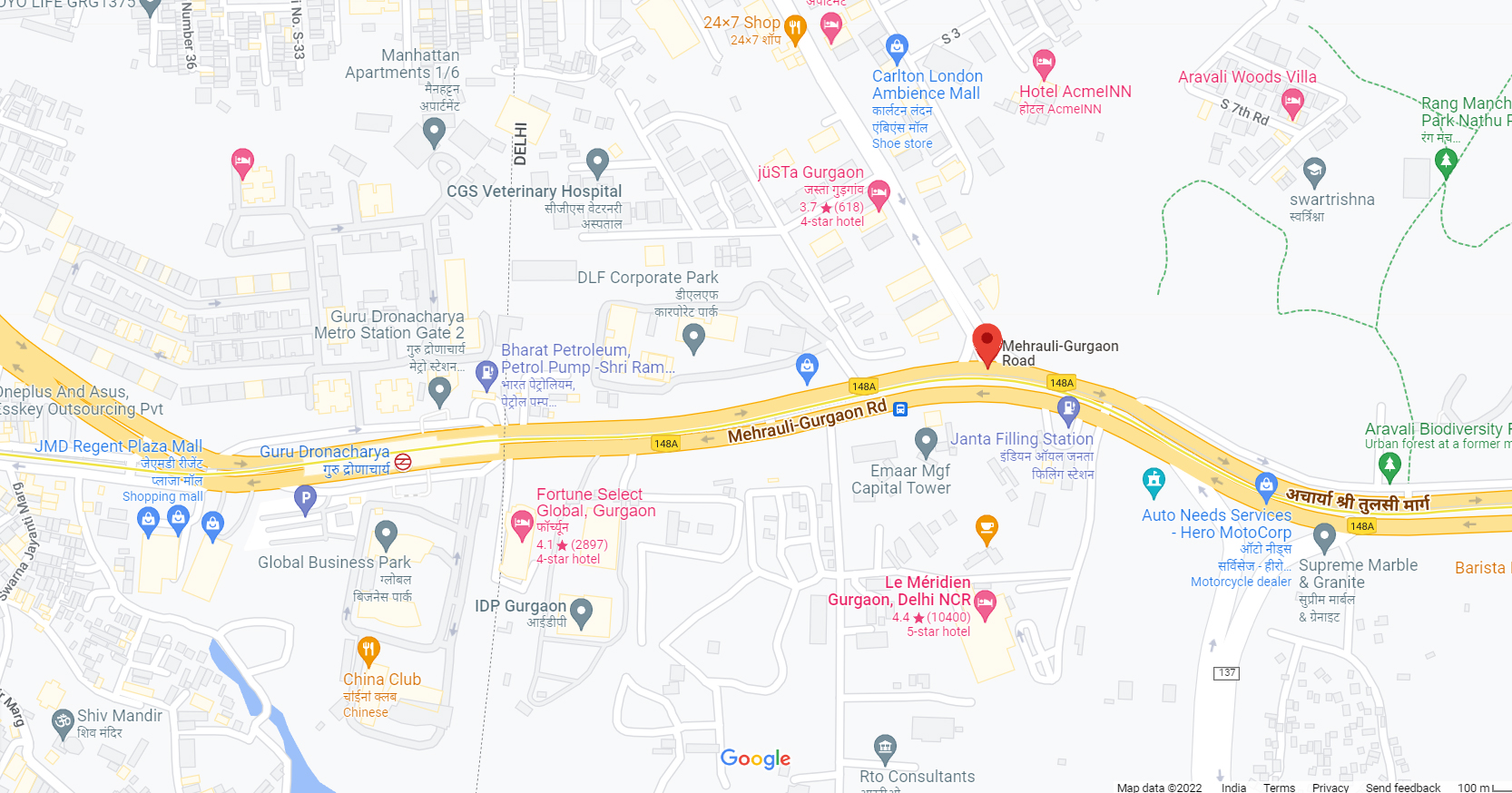 M3M MG Road Gurugram Location Map